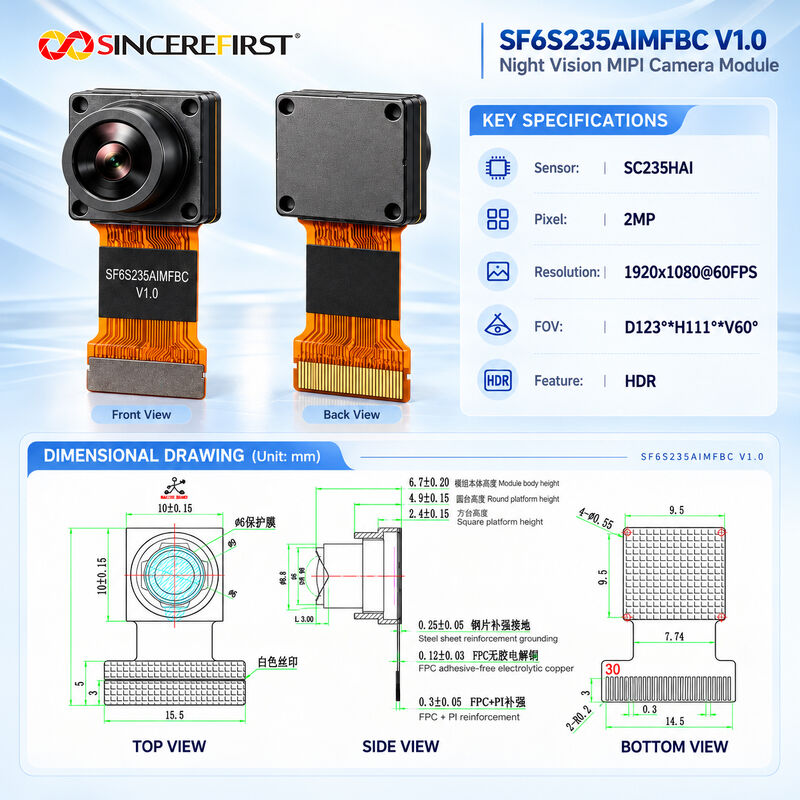 SC235HAI 2MP 60FPS HDR MIPI Camera Module for Low-Light Security and Embedded Vision